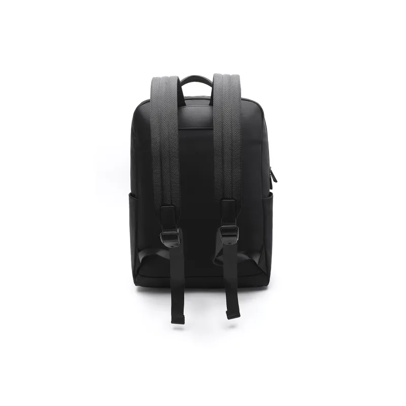 ELLE HOMME Fabric Synthetic Leather Backpack Large Size Men's Black-3