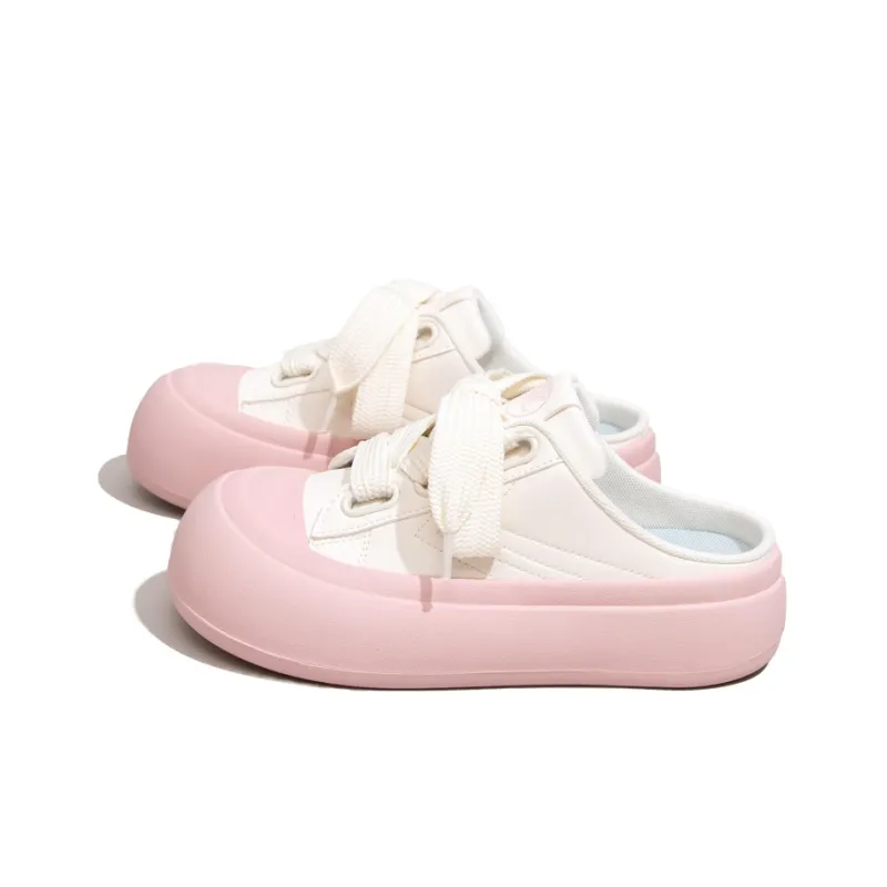 Feiyue Rubber Sole Abrasion Resistant Slip Resistant Wrap toe Slippers Women's Beige Pink-1