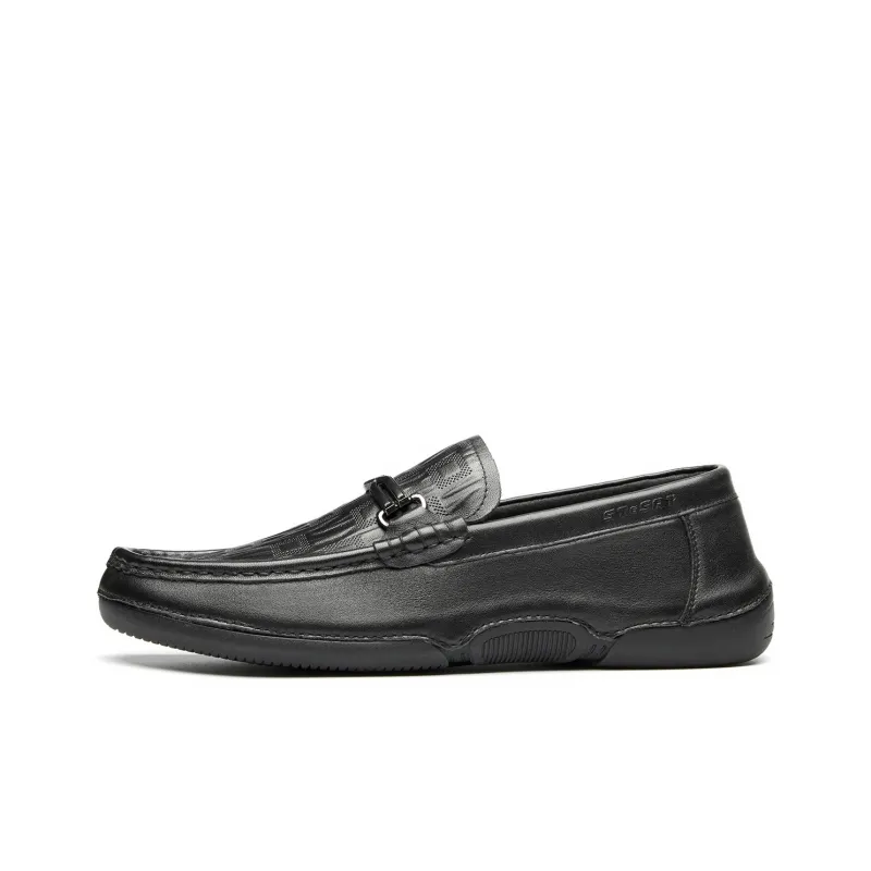 ST&SAT Beanie Shoes Cow Leather Casual Leather Shoes Men's Black White-0