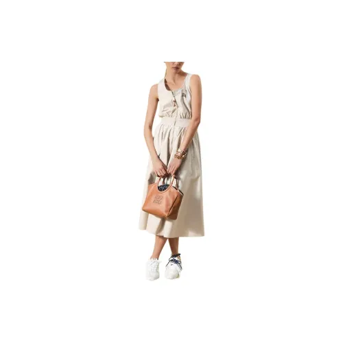 MIU MIU Sleeveless Dresses Women's Lime Gray Stone