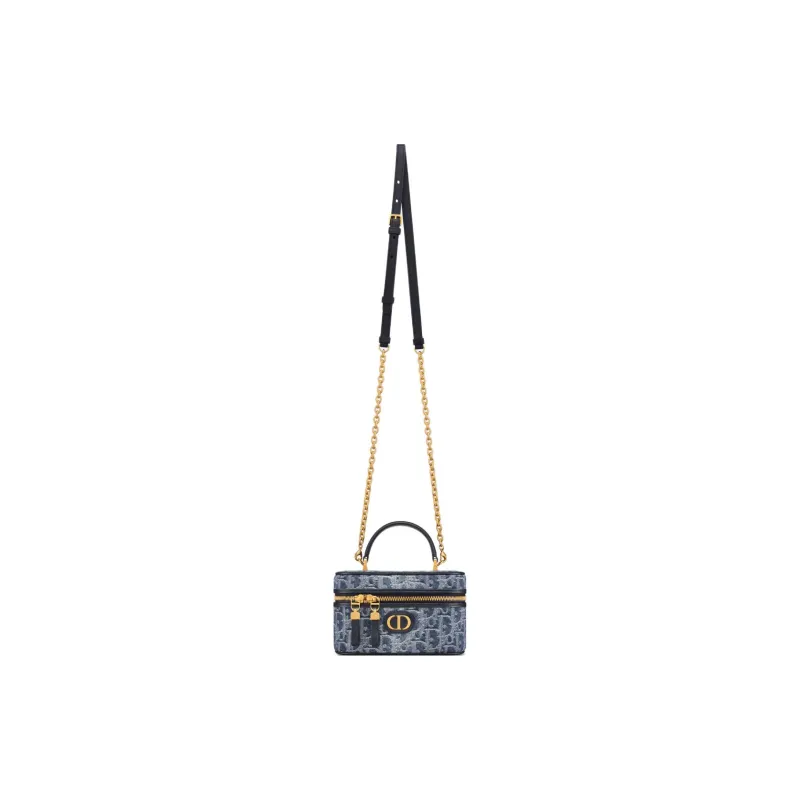 DIOR 30 Montaigne Oblique Jacquard Handbag Shoulder Bag Crossbody Bag Mini Women's Blue-1
