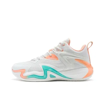 XTEP Small War 1-V2 Wear-Resistant Slip-Resistant Low-Top Basketball Shoes Men's Sail White/Fluorescent Orange Pink