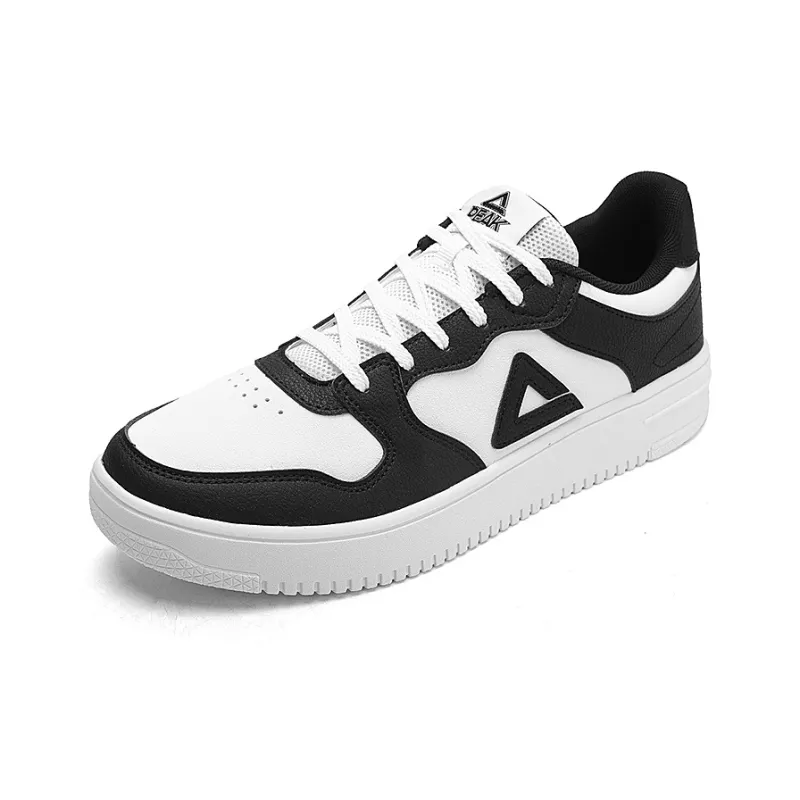 PEAK Taichi Air Force 1 Slip-Resistant Cushioning Wear-Resistant Low-Top Skateboard Shoes Men's Black White-1