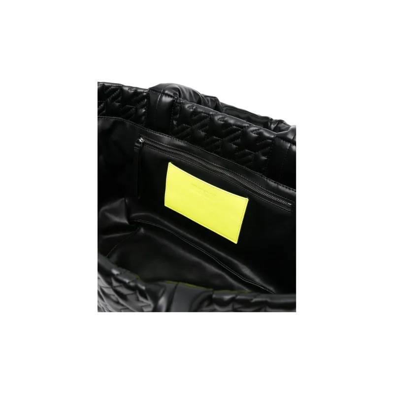 MSGM Polyurethane Tote Bag Shopping Bag Handbag Medium Size Women's Black-3