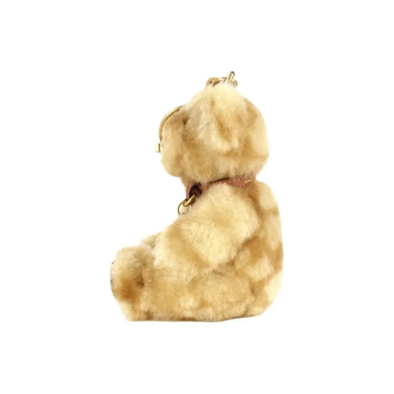 COACH Shearling With Leather Keychain Bag Charm Bag Accessory Women's Gold-2
