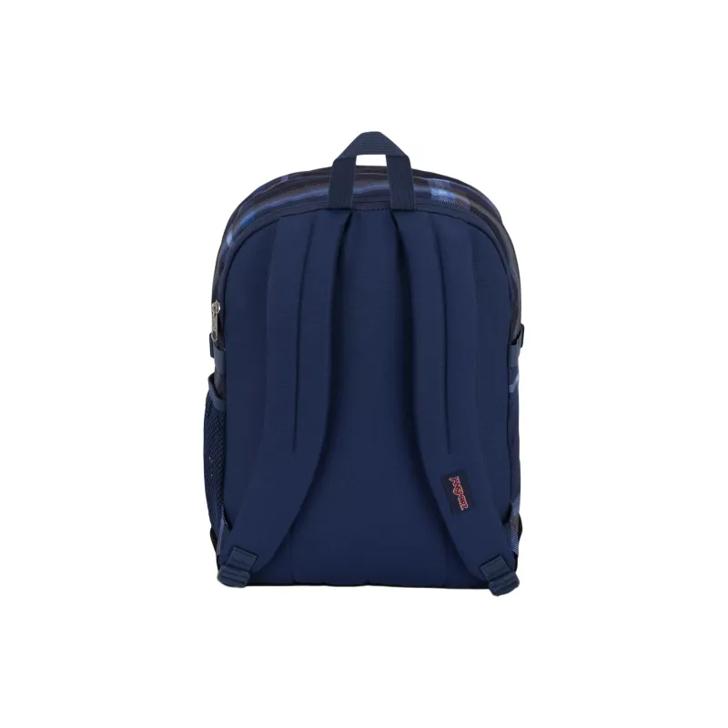 JanSport Recycled Polyester Pongee Suede Backpack Unisex Plaid Marine Blue-2