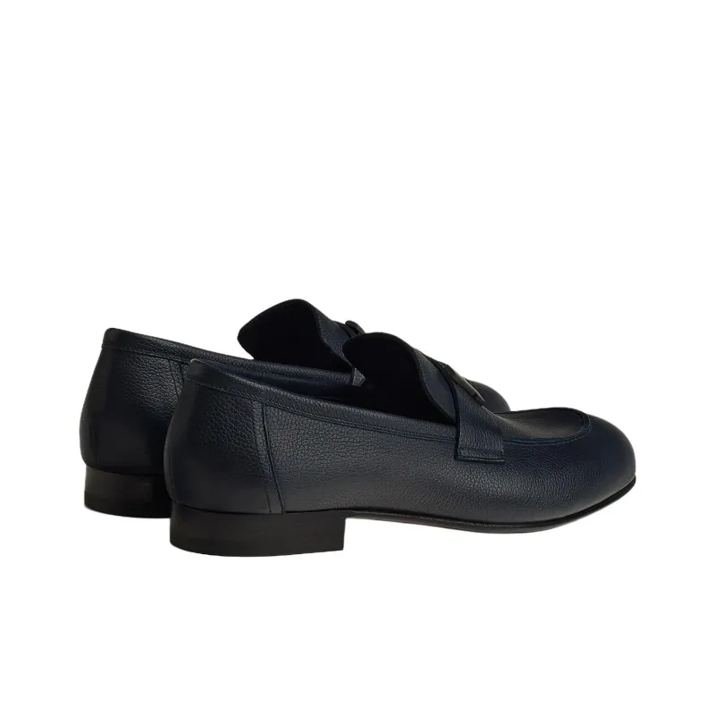 HERMES Paris Loafers Men's Dark Blue-3