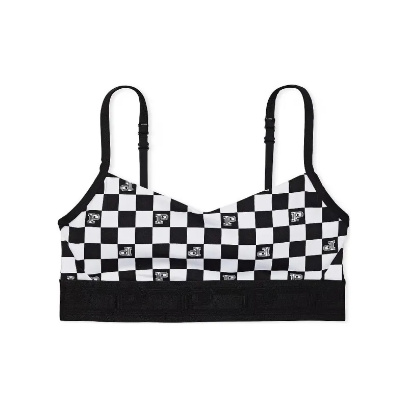 Victoria's Secret PINK ULTIMATE SCOOP SPORTS BRA/PBC Bra Women's Pure Black Plaid-0