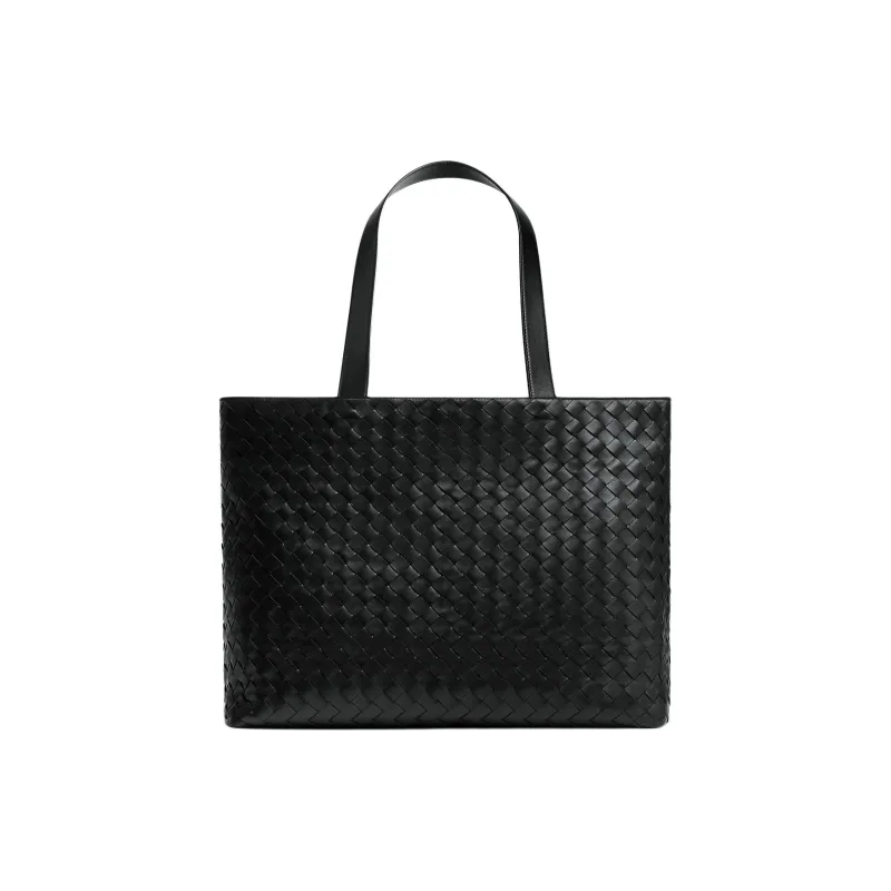 Bottega Veneta Calfskin Tote Bag Shopping Bag Handbag Large Size Men's Black-0