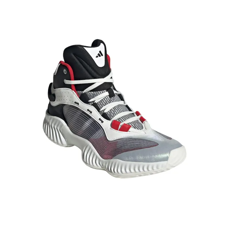 Adidas Cushioning Wear Resistant Mid Top Basketball Shoes Unisex White Red-2