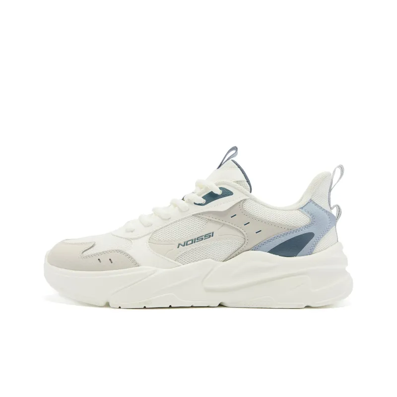 QIAODAN Lightweight Low Top Casual Shoes Men's Ivory Slate Blue-0