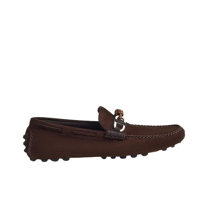 HERMES Alessandro Loafers Men's Brown-1