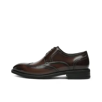 GOLDLION Dress Shoes Men Low Top Light Brown/Black Gray