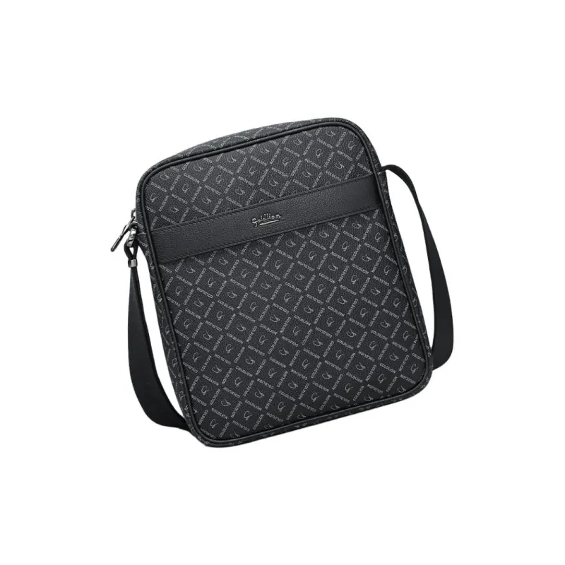 GOLDLION PVC Shoulder Bag Crossbody Bag Small Size Men's Black-2