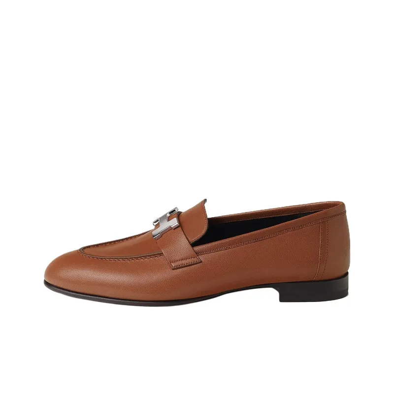 HERMES Paris Loafers Women's Dark Brown-0