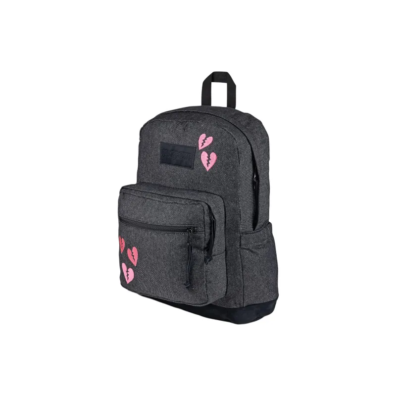 JanSport Suede Backpack Unisex Gray/Black With Red-2