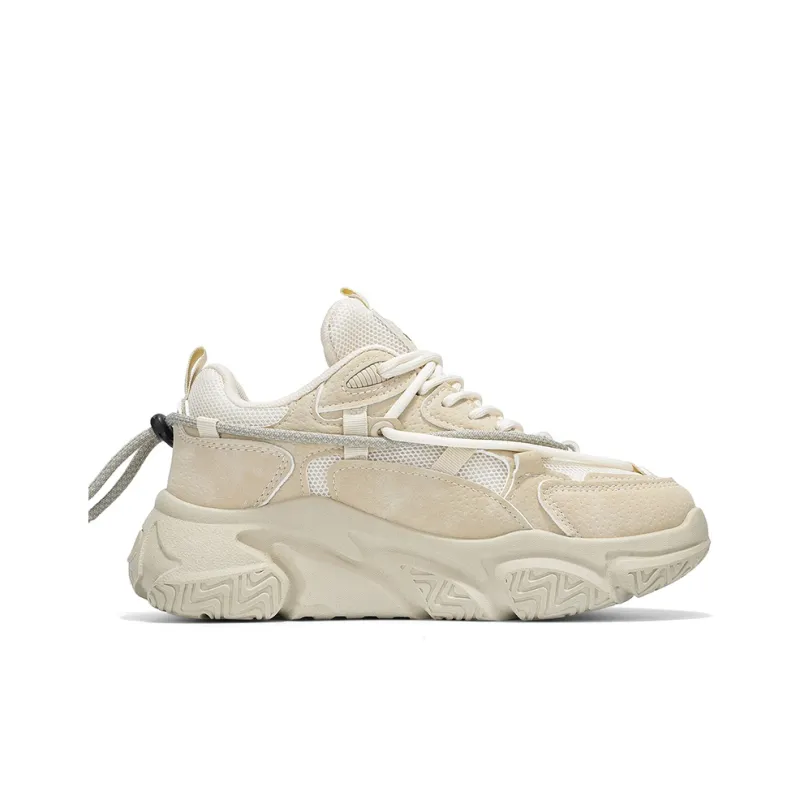 Warrior Slip Resistant, Abrasion Resistant, Breathable Low Top Chunky Sneakers Unisex Beige-1