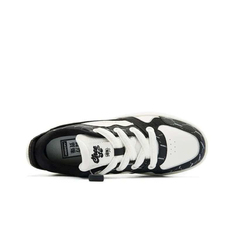 QIAODAN Cheese Shoes Slip Resistant Balanced Lightweight Low Top Skateboard Shoes Women's Ivory Black-3