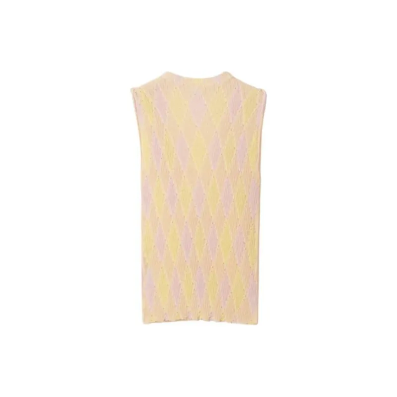 Burberry Argyle Intarsia-Knit Crewneck Sleeveess Top-1