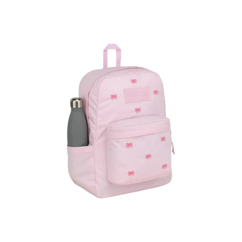 JanSport Recycled Polyester Backpack Women's Embroidered Bowknot Pink-2