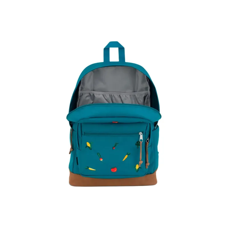 JanSport Cordura® Fabric With Suede Backpack Unisex Dark Blue Embroidery-3