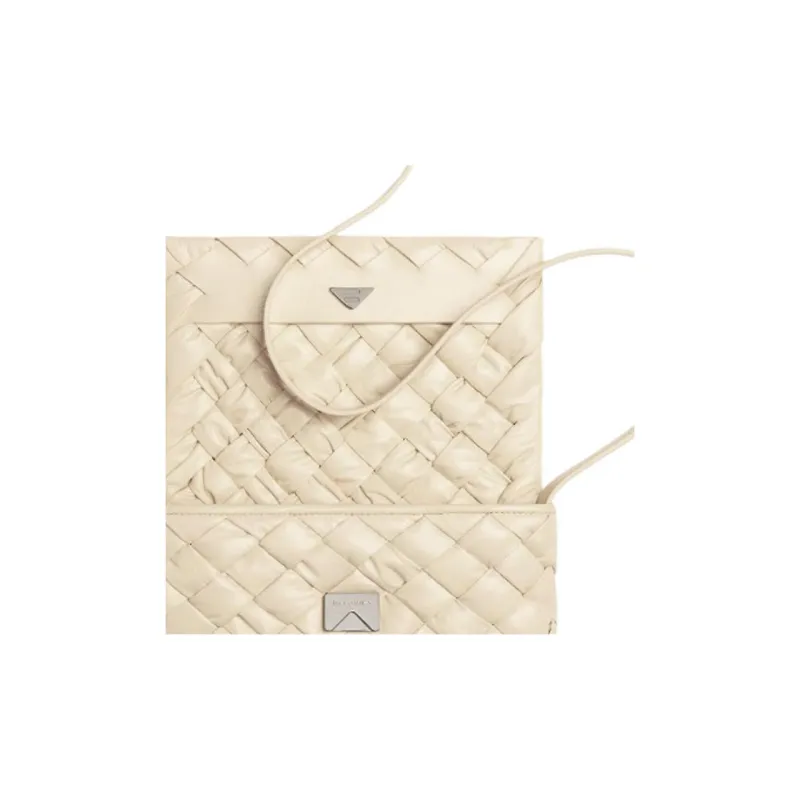 Bottega Veneta Calfskin Crossbody Bag Trumpets Men's Sea Salt White-5