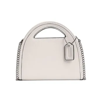 COACH Top Handle Glove Tanned Leather Card Holder Mini Women's Chalk White
