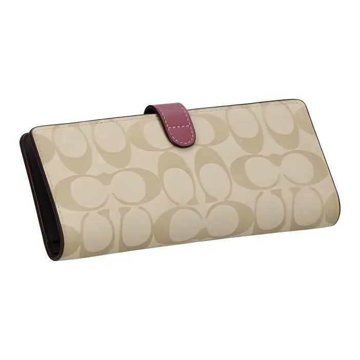 COACH Slim Wallet Leather Wallet Trumpets Women's Khaki-1
