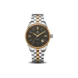 Two-Tone Gold Case Black Dial Steel Band