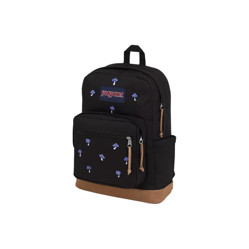 JanSport Suede Backpack Unisex Embroidered Mushroom Black-2