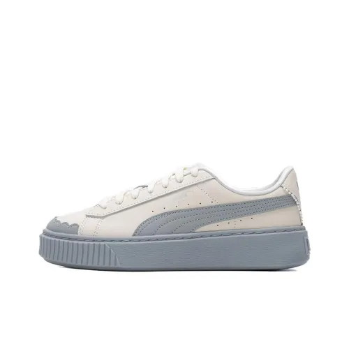 PUMA BASKET PLATFORM Skateboard Shoes Women's Low-Top Off White/Medium Gray