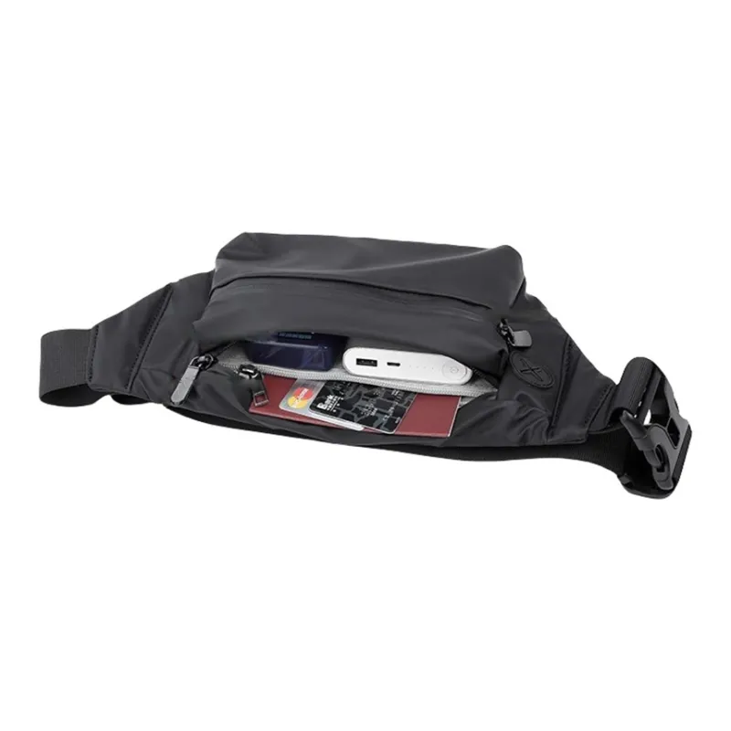 PULUWIRR Pvc Versatile Minimalist Style Convenient Medium Firmness Multi Layer Storage Men's Business Bag Unisex Black-4