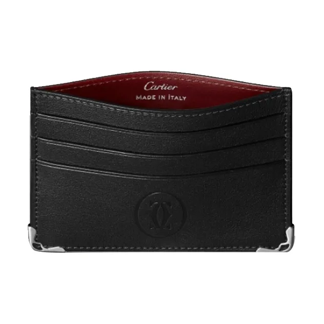 CARTIER Must De Cartier Cow Leather Card Holder Women's Black-2