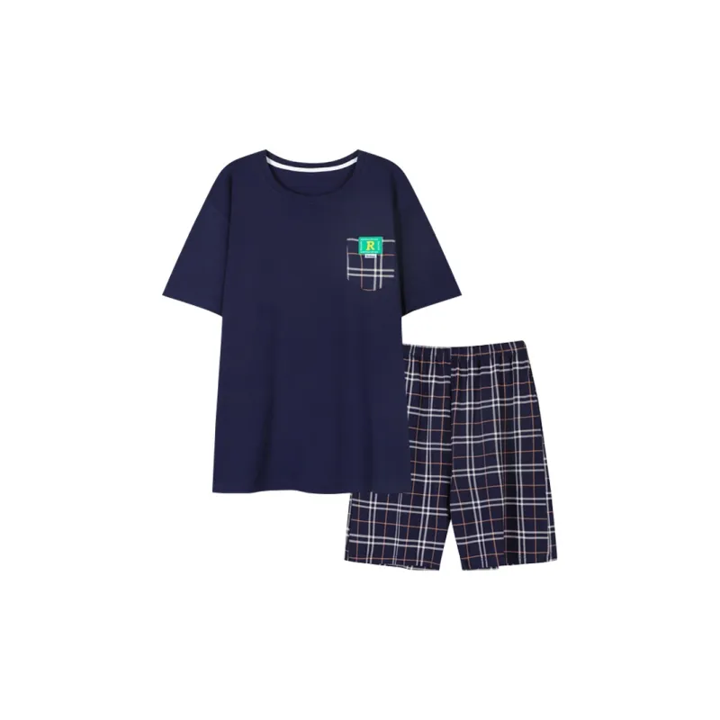 H YXIANG Pajama Set Men's Azure Blue-0