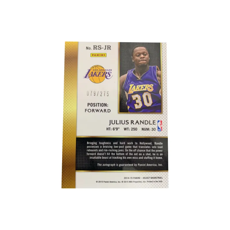 PANINI Julius Randle 2015 Select Lakers, Lanyu 079/275, Player Card, Card Product Pass Sports Cards 1 Pc-1