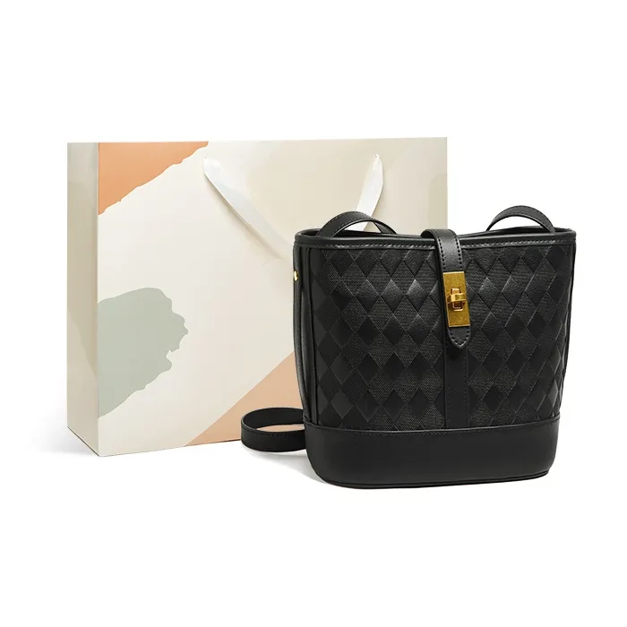 15 MINS Cow Leather Crossbody Bag, Shoulder Bag Regular Women's Ecru & Apricot/Midnight Black-6