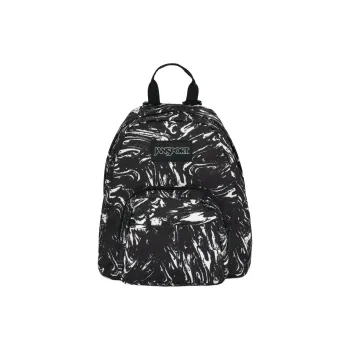 JanSport Recycled Polyester Fabric Blend Backpack Mini Unisex Marble Pattern Black