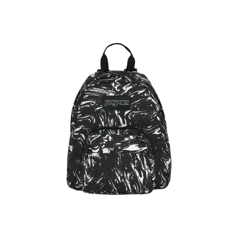 JanSport Recycled Polyester Fabric Blend Backpack Mini Unisex Marble Pattern Black-0