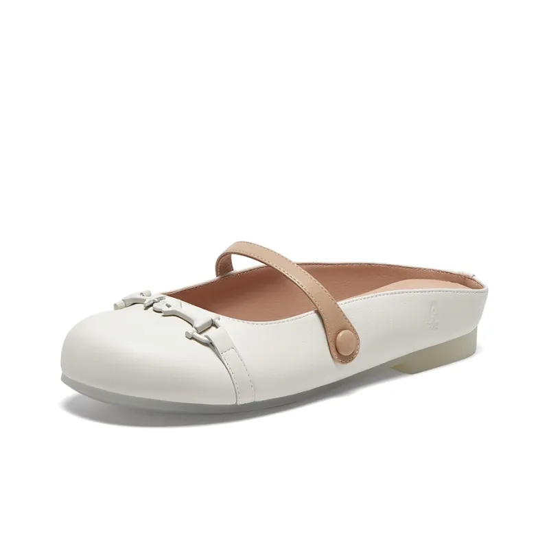 Hush Puppies Rubber Sole Quiet Closed Toe Slippers Women's White-1