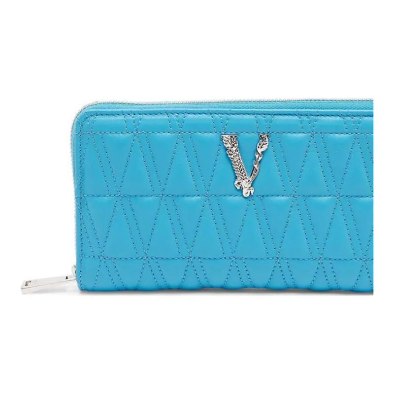 VERSACE Leather Wallet Women's Mediterranean Blue-3