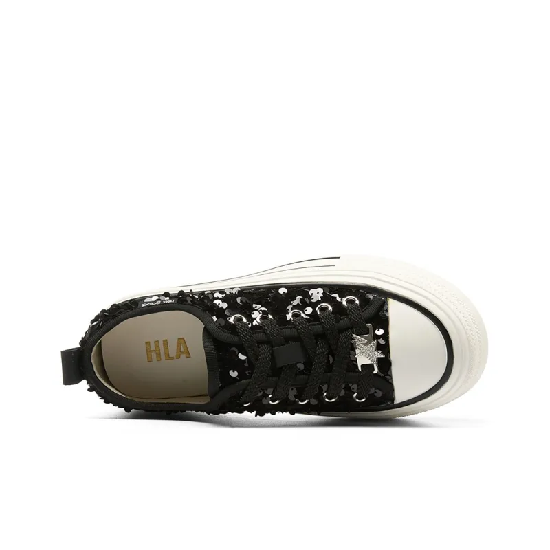 HLA Platform Casual Shoes For Women's-New Arrival Sequins Versatile Height Increasing Lightweight Canvas Shoes-2