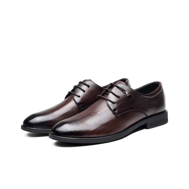 AOKANG Dress Shoes Men Low Top Black, Dark Brown-6