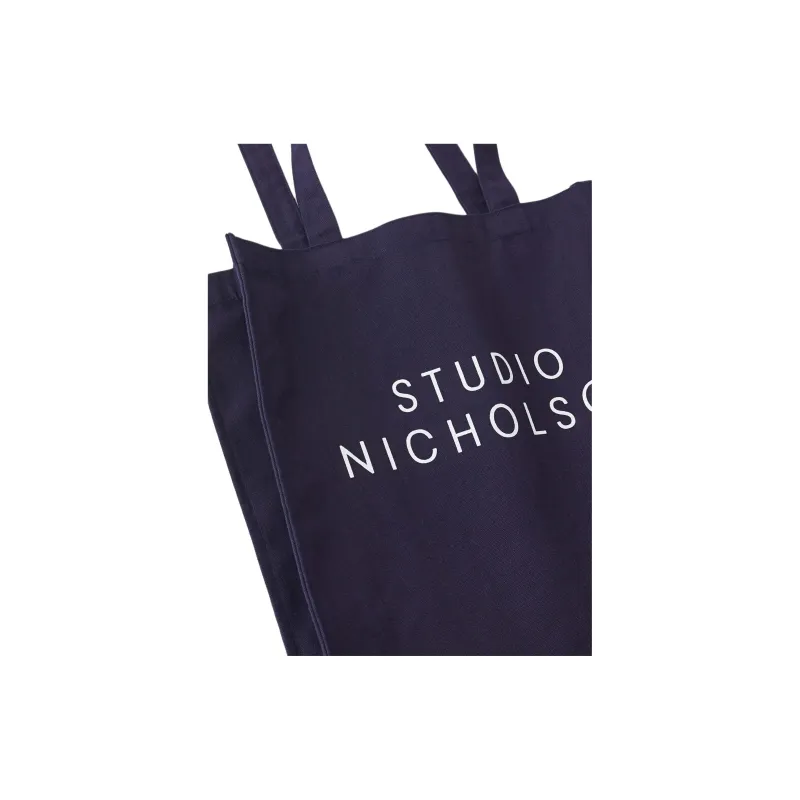STUDIO NICHOLSON Cotton Tote Bag, Shopping Bag, Handbag, Shoulder Bag Trumpets Women's Dark Marine Blue-5