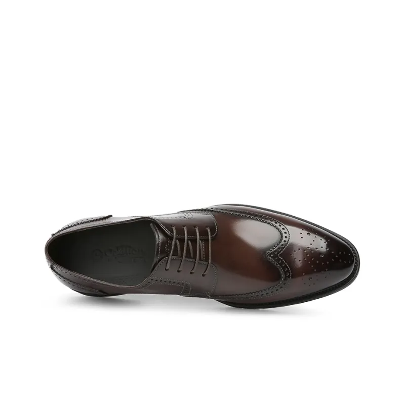 GOLDLION Dress Shoes Men Low Top Light Brown/Black Gray-2