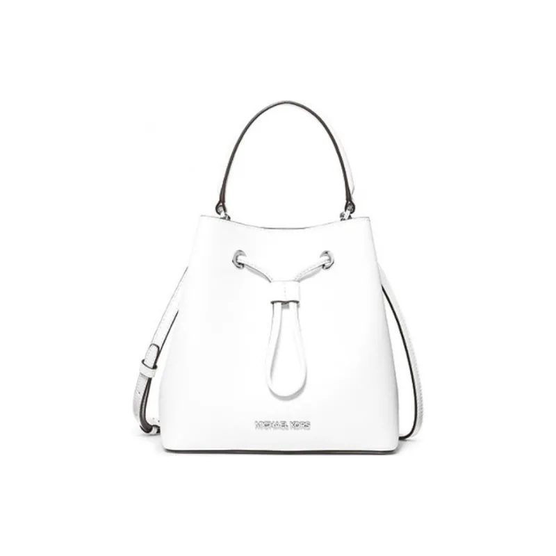 MICHAEL KORS Suri Leather Bucket Bag, Shoulder Bag, Crossbody Bag, Handbag Trumpets Women's White-0