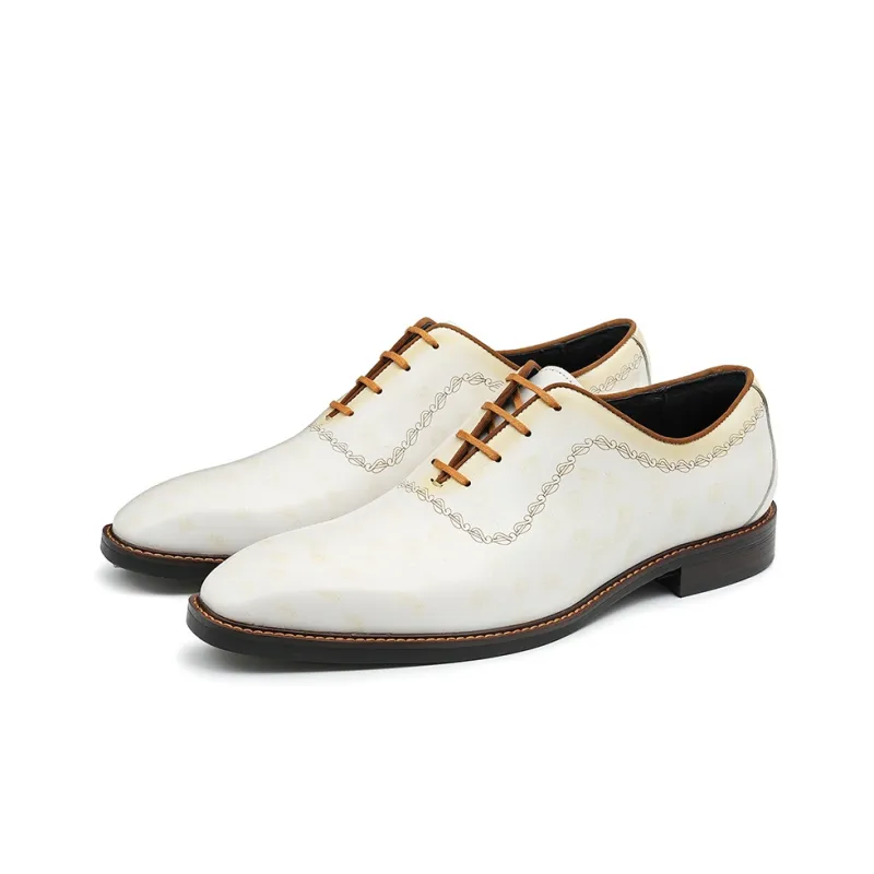 ASTON M.JAZZ Dress Shoes Men Low Top White/Brown-2