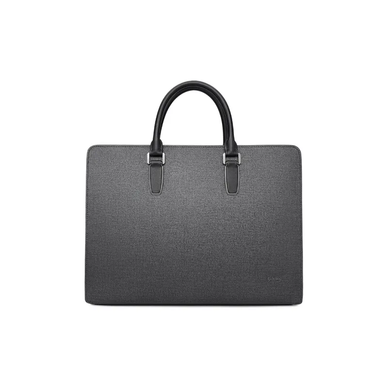 GOLDLION Cow Leather Briefcase Men's Black-0
