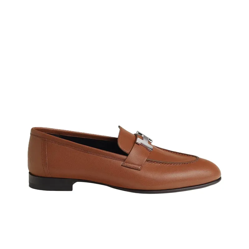 HERMES Paris Loafers Women's Dark Brown-1