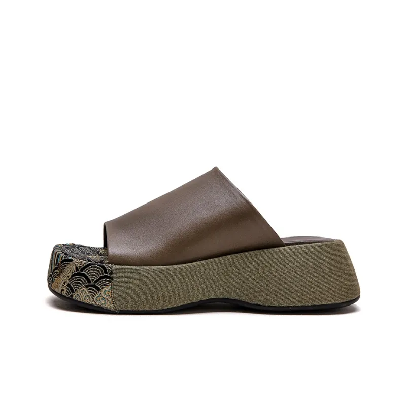 Jay Slide Slippers Women's Coffee/Khaki/Black-4