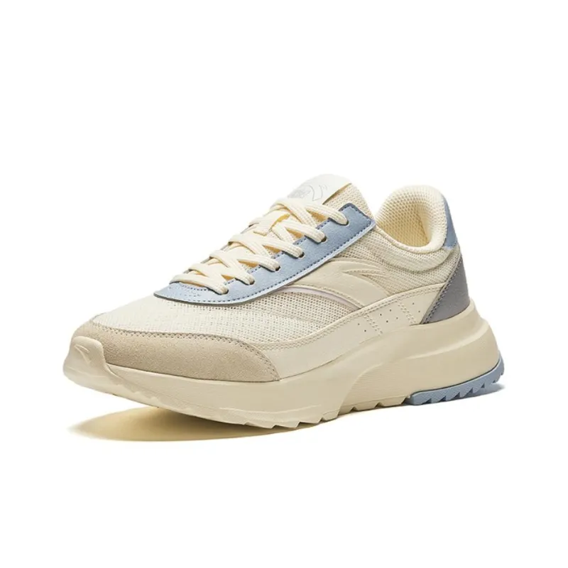 Anta Cushioned Slip-Resistant Low-Top Casual Shoes Women's Beige Blue Gray-1